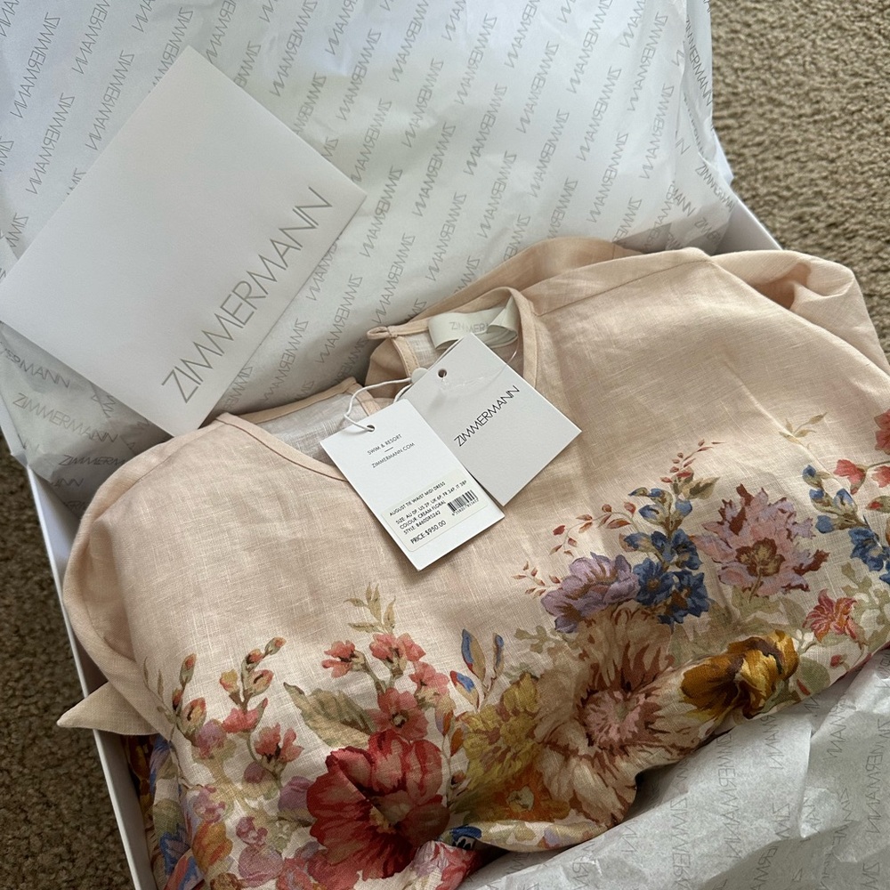 NEW Zimmermann August Tie Waist Midi Dress Petite 0/XS